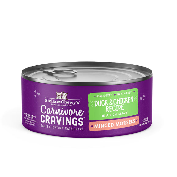 Stella & Chewy's Carnivore Cravings Minced Morsels Cage-Free Chicken & Duck Recipe Wet Cat Food, 2.8 oz.