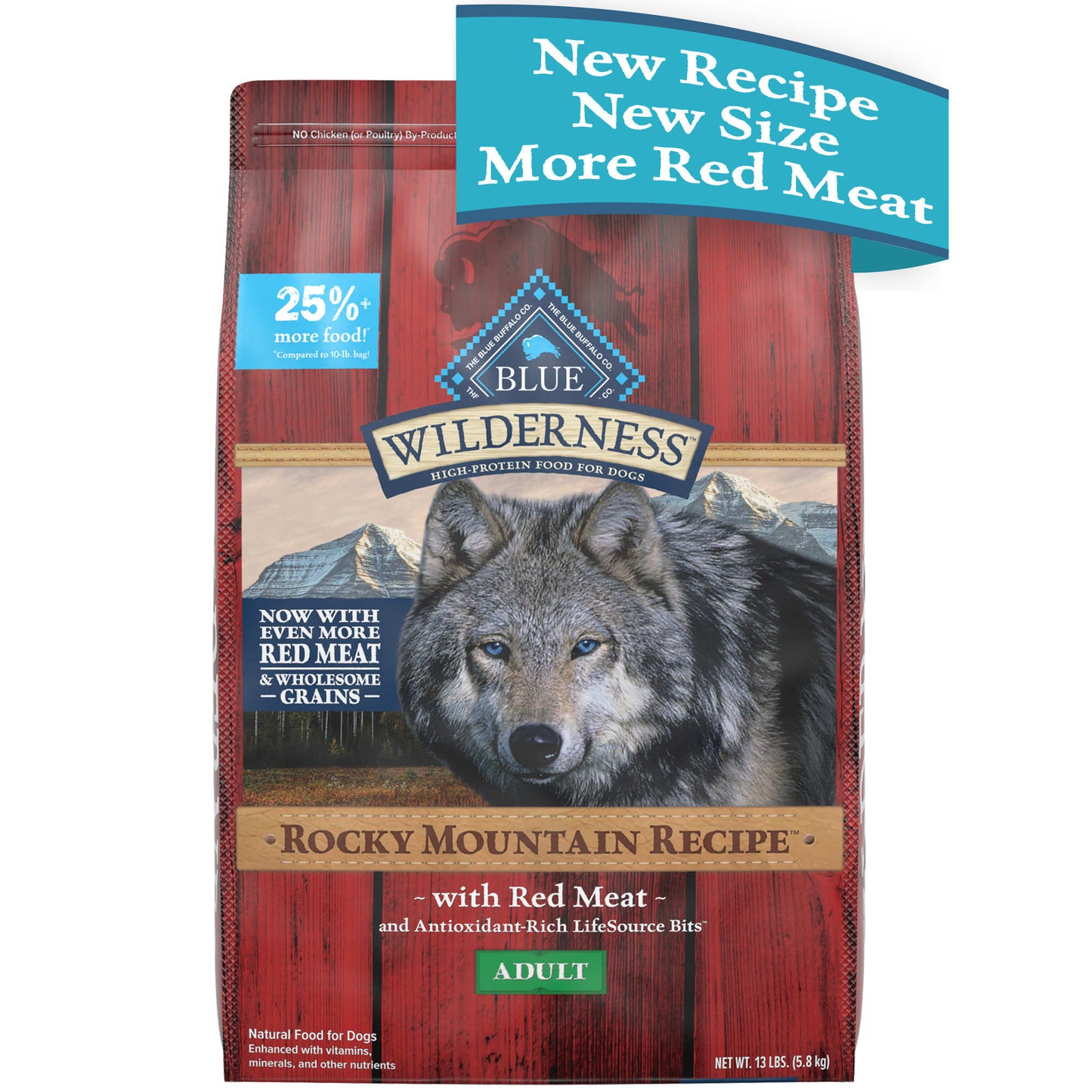Blue Buffalo Wilderness Rocky Mountain Recipe High Protein Natural Adult Dry Dog Food Red Meat with Grain 13 lb bag