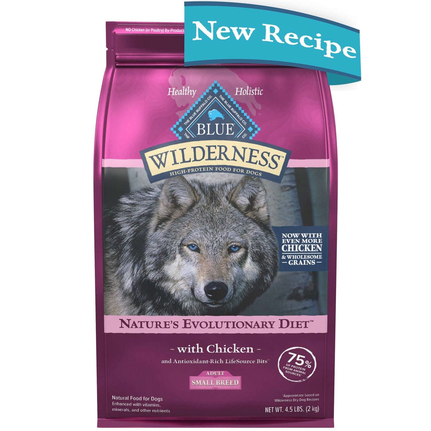 Blue Buffalo Wilderness High Protein Natural Small Breed Adult Dry Dog Food plus Wholesome Grains Chicken 4.5 lb bag