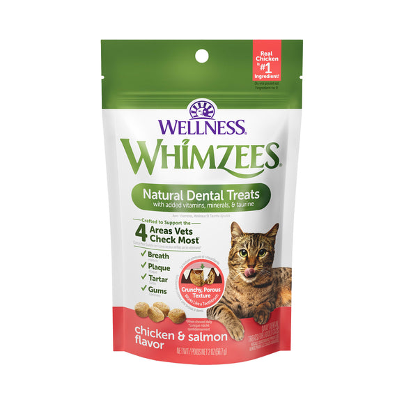 Whimzees Wellness Natural Chicken & Salmon Flavor Cat Dental Treats, 2 oz.