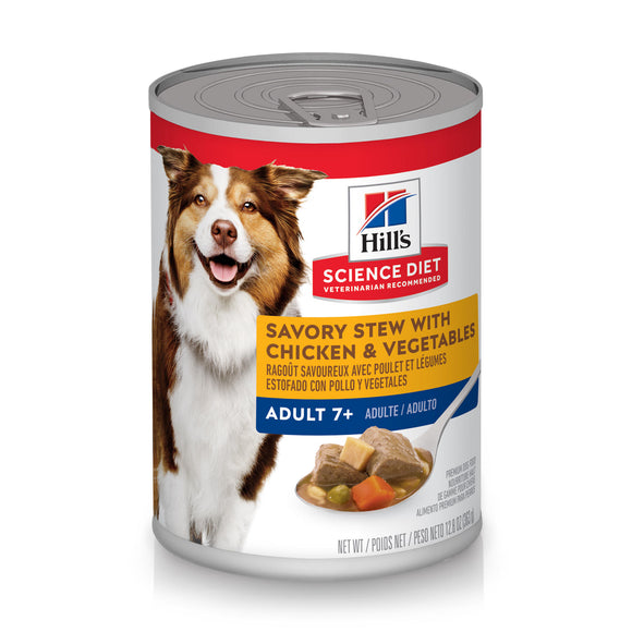 Hill's Science Diet Adult 7+ Savory Stew with Chicken & Vegetables Canned Dog Food, 12.8 oz, 12-pack