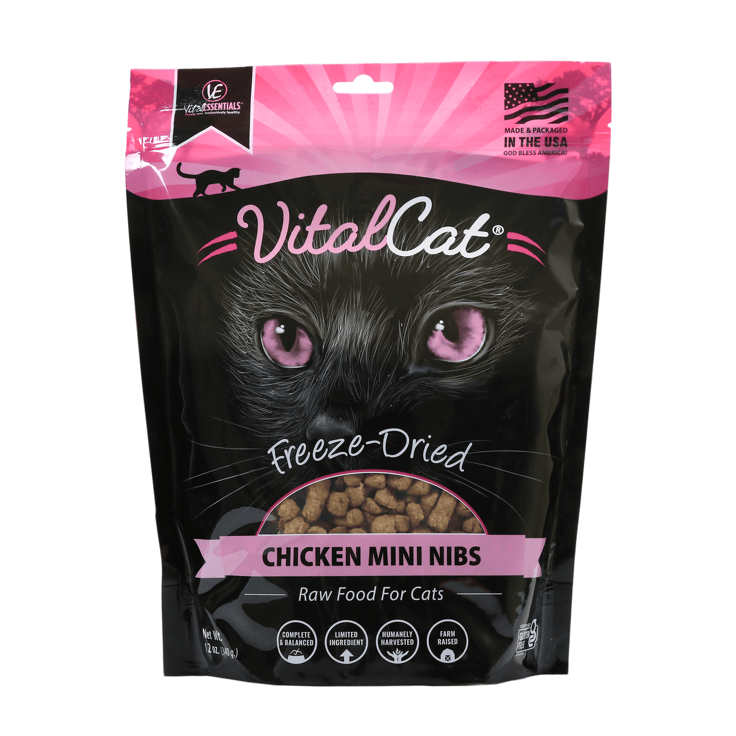 Vital Essentials Freeze Dried Cat Mini Nibs 12oz Chicken
