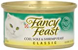 Fancy Feast Grain Free Pate Wet Cat Food Classic Pate Cod Sole & Shrimp Feast 3 oz. Can