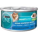 Purina ONE Natural High Protein Grain Free Wet Cat Food Pate Ocean Whitefish Recipe 3 oz. Pull-Top Can