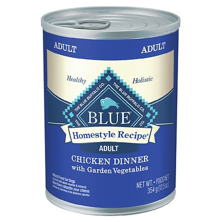 Blue Buffalo Homestyle Recipe Chicken Pate Wet Dog Food for Adult Dogs Whole Grain 12.5 oz. Can