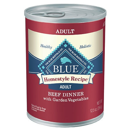 Blue Buffalo Homestyle Recipe Beef Pate Wet Dog Food for Adult Dogs Whole Grain 12.5 oz. Can