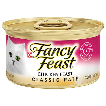 Fancy Feast Grain Free Pate Wet Cat Food Classic Pate Chicken Feast 3 oz. Can