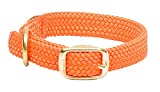 Orange:Adjustable double-braid dog collarWaterproof and durable webbingFeatures all brass hardware buckle and "D" ringMatches Mendota snap leashes perfectlyChoose 1" wide or 9/16" wide for small breed and puppies"