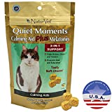 NaturVet Quiet Moments Calming Aid Plus Melatonin for Cats, 50 soft chews