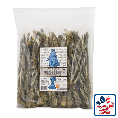 Polka Dog Bakery Cod Skins Crunchy Sticks Dog Treats Bulk Single