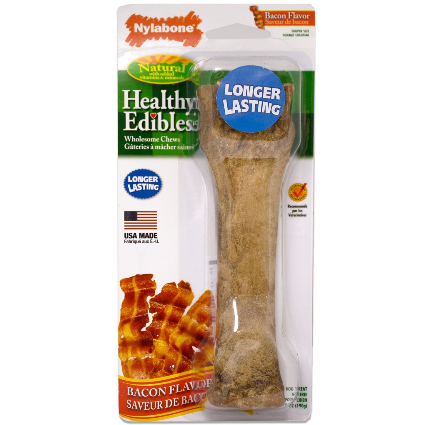 Nylabone Healthy Edibles Natural Bacon Flavored Dog Treats with Souper