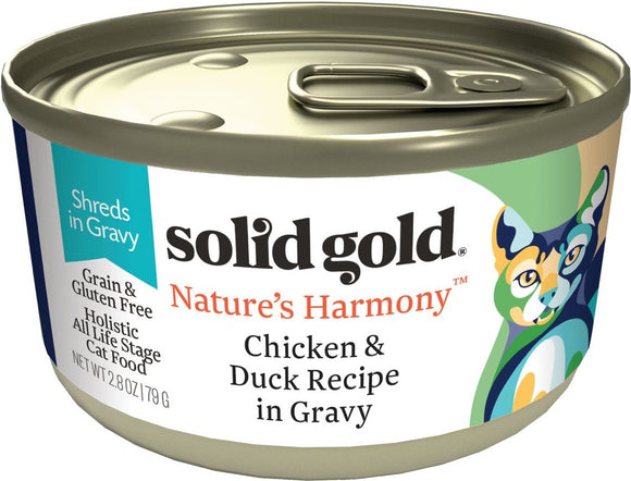 Solid Gold Nature's Harmony Chicken & Duck Recipe in Gravy Grain-Free Wet Cat Food, 2.8oz