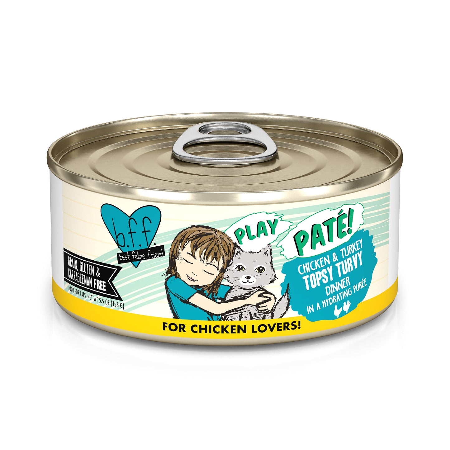 Weruva B.F.F. PLAY Pate Cat food 5.5oz Can Topsy Turvy Chicken Turkey