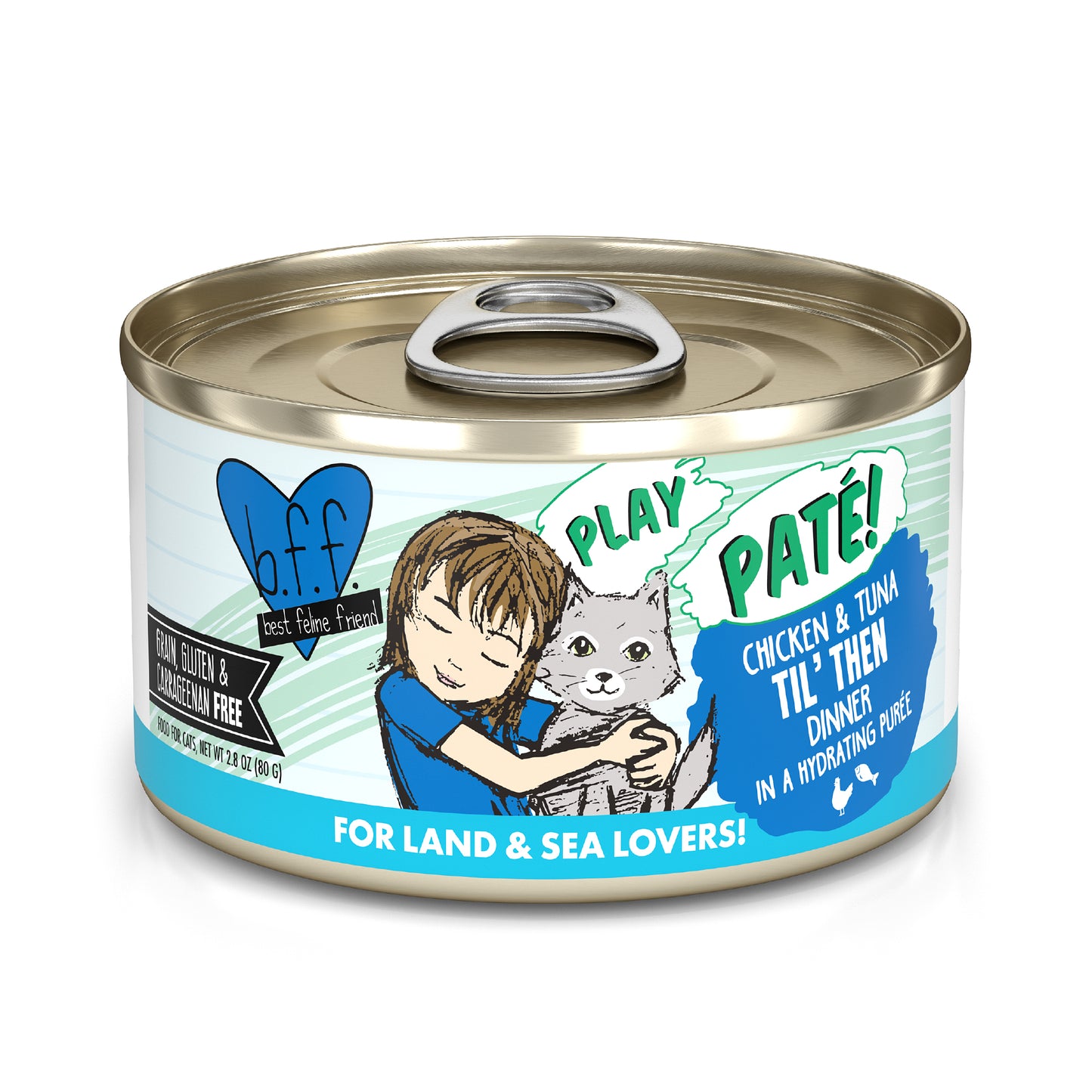 Weruva B.F.F. PLAY Pate Cat food 2.8oz Can Till Then Chicken Tuna