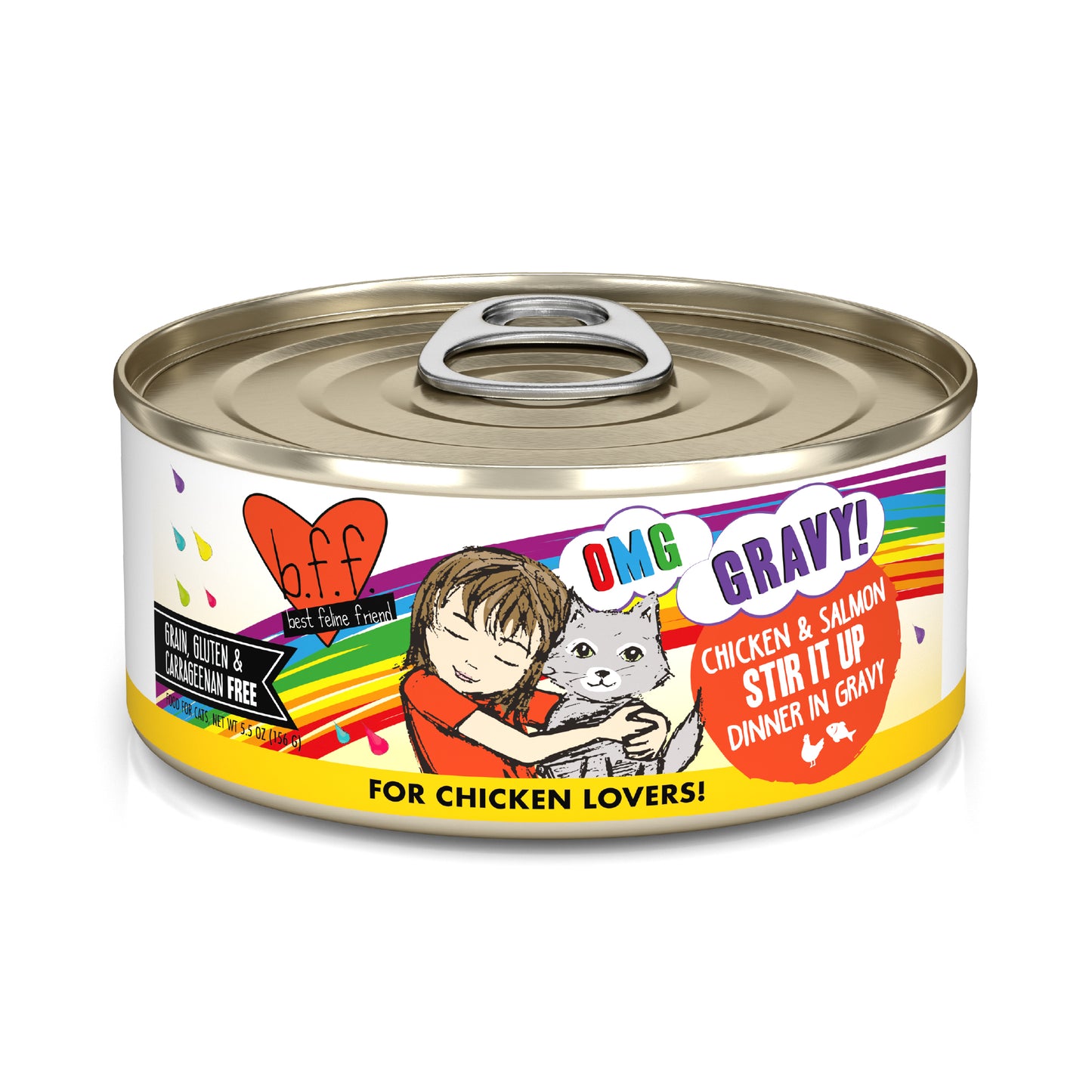 Weruva B.F.F. Oh My Gravy 5.5oz Canned Cat food Stir it Up Chicken & Salmon