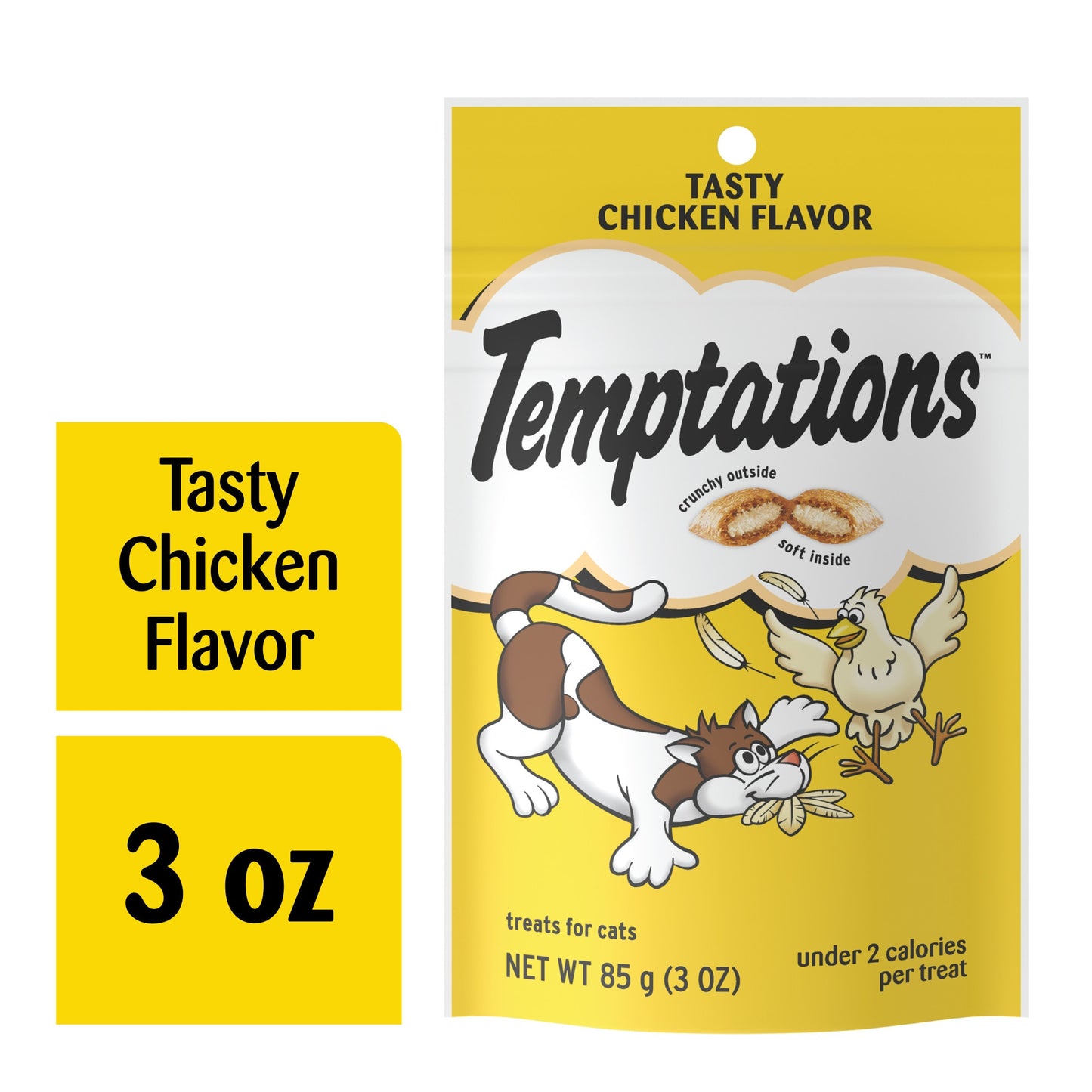 TEMPTATIONS Classic Crunchy and Soft Cat Treats Tasty Chicken Flavor 3 oz. Pouch