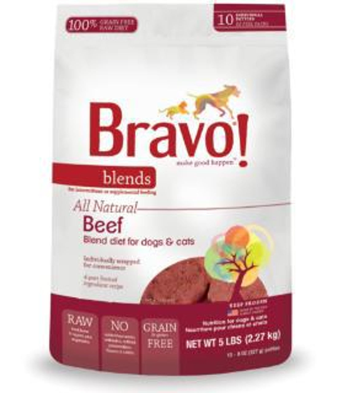 Bravo Raw Diet 294147 Bravo Frz Raw Nz Beaf Blend Pat 5