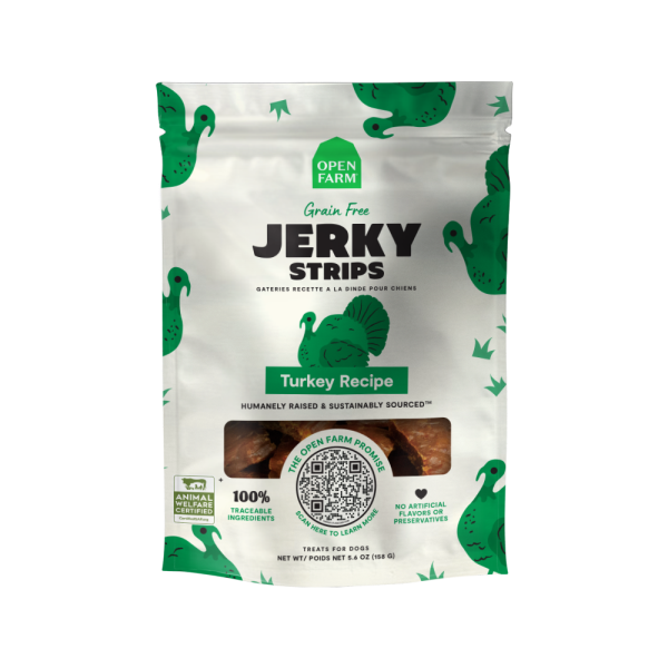 Open Farm Dog Treats Grain Free Jerky Strips Turkey 5.6 oz