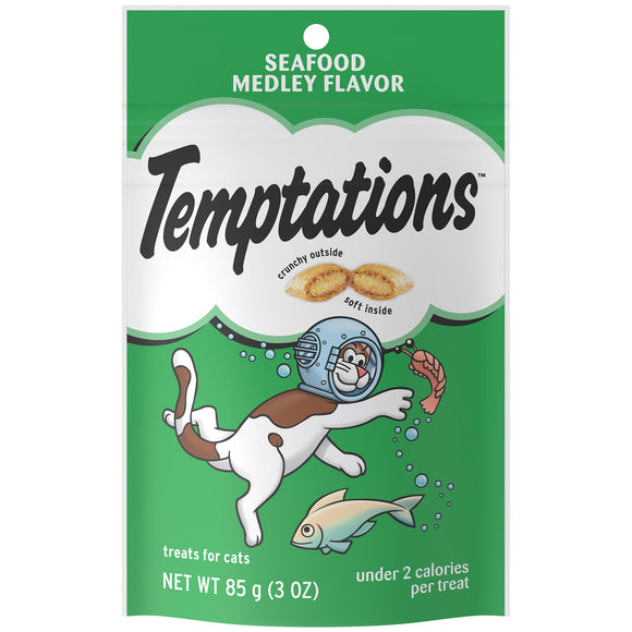 Temptations Shrimp & Fish Flavor Crunchy Soft Topper for Cat  3 oz.