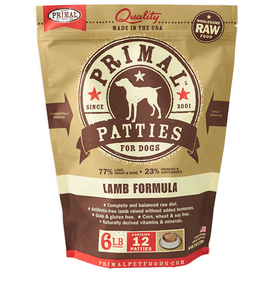 Primal Pet Foods Canine Lamb Formula Patties, 6 Lb