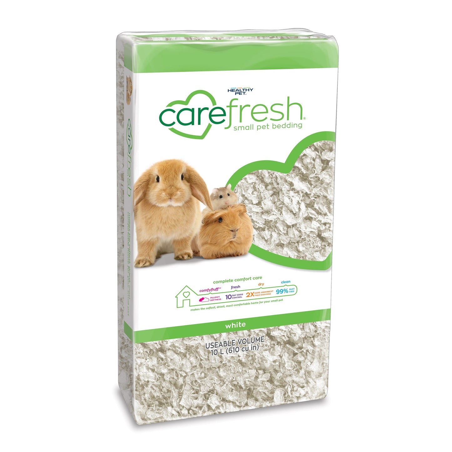 Carefresh Natural Soft Paper Fiber Small Pet Bedding White 10L