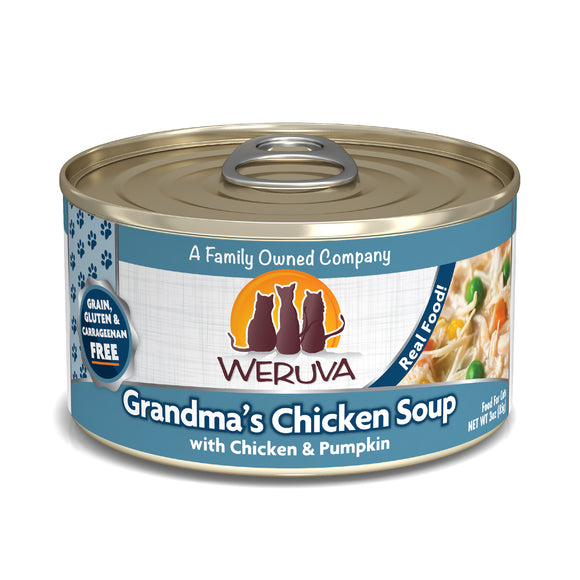 Weruva Classics 3oz Canned Cat food Grandma's Chicken Soup with Chicken & Pumpkin Grain-Free Wet Cat Food