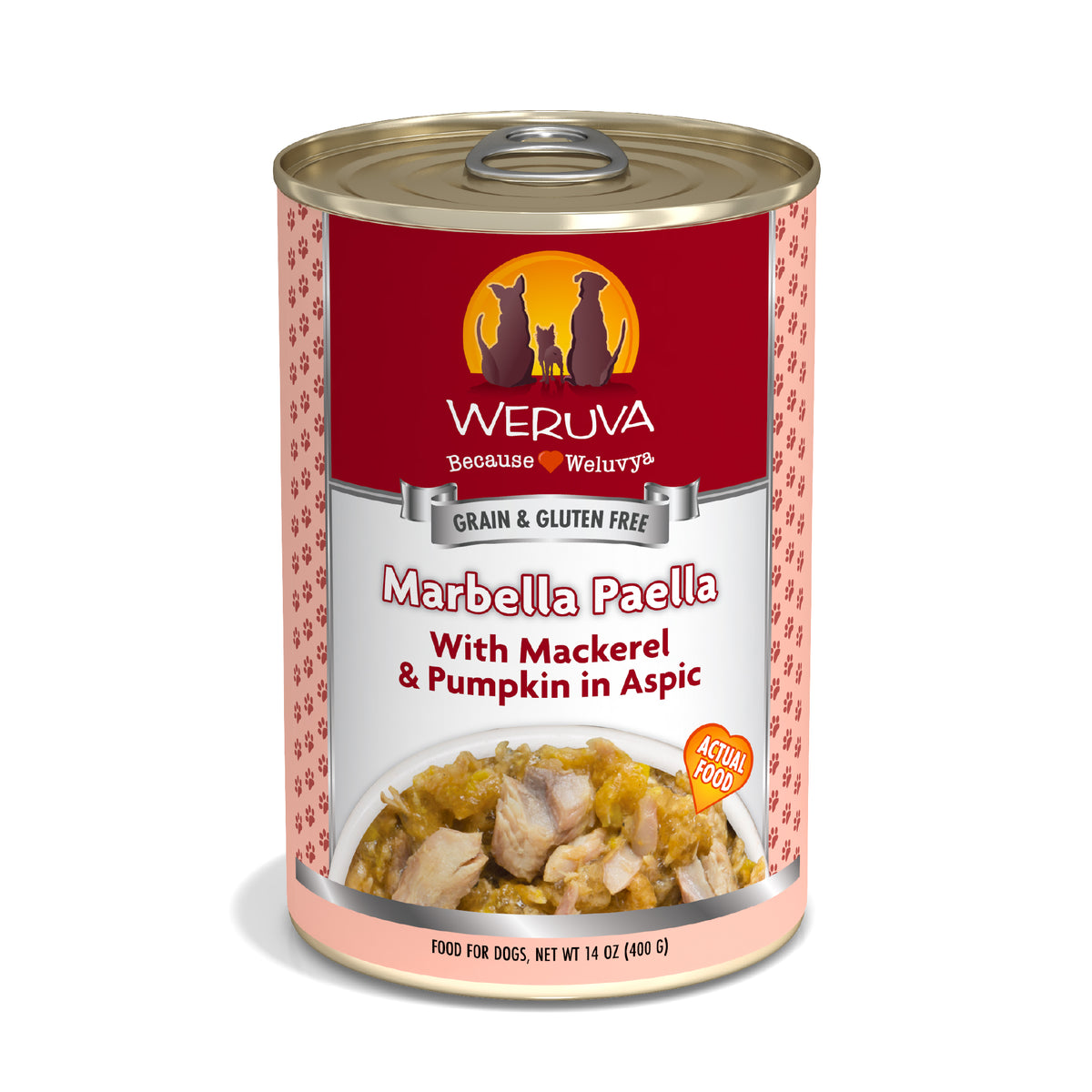 Weruva Classic Dog food 14oz Can Marbella Paella with Mackerel & Pumpk