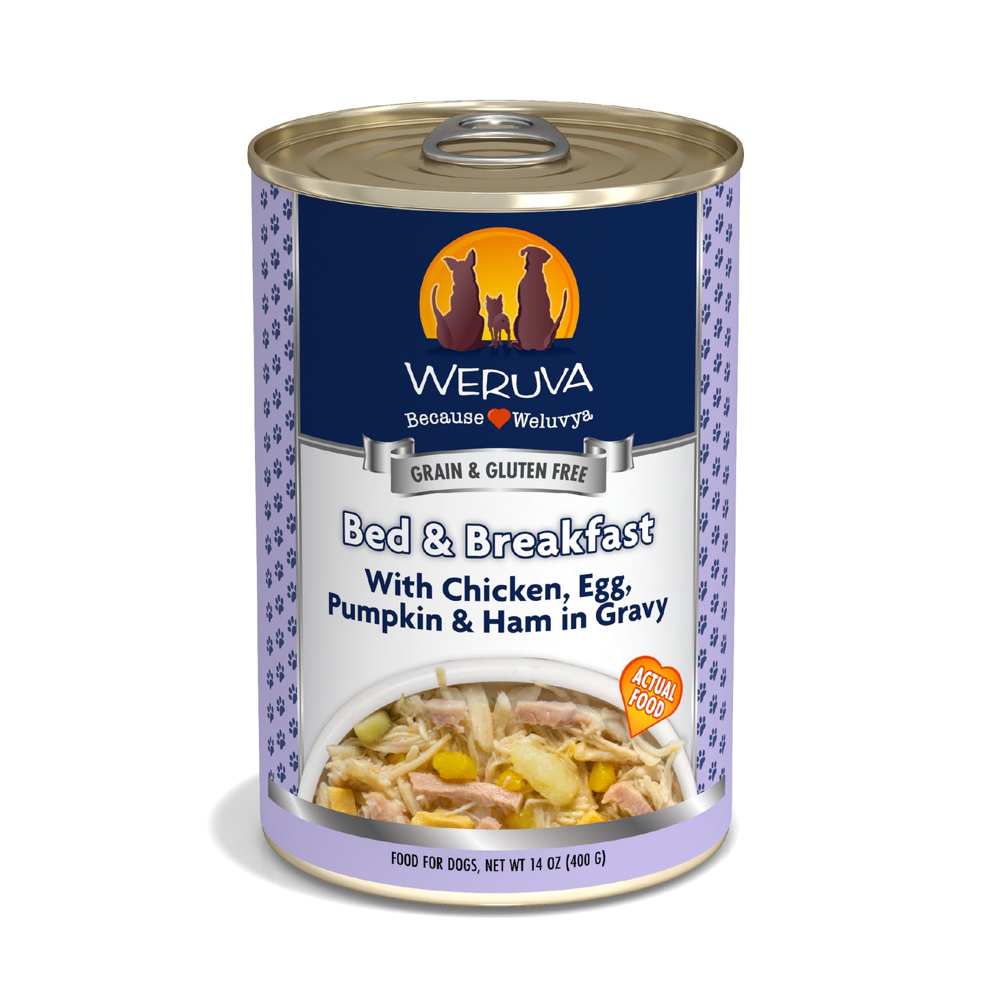 Weruva Classic Dog food 14oz Can Bed & Breakfast with Chicken, Egg, Pumpkin & Ham