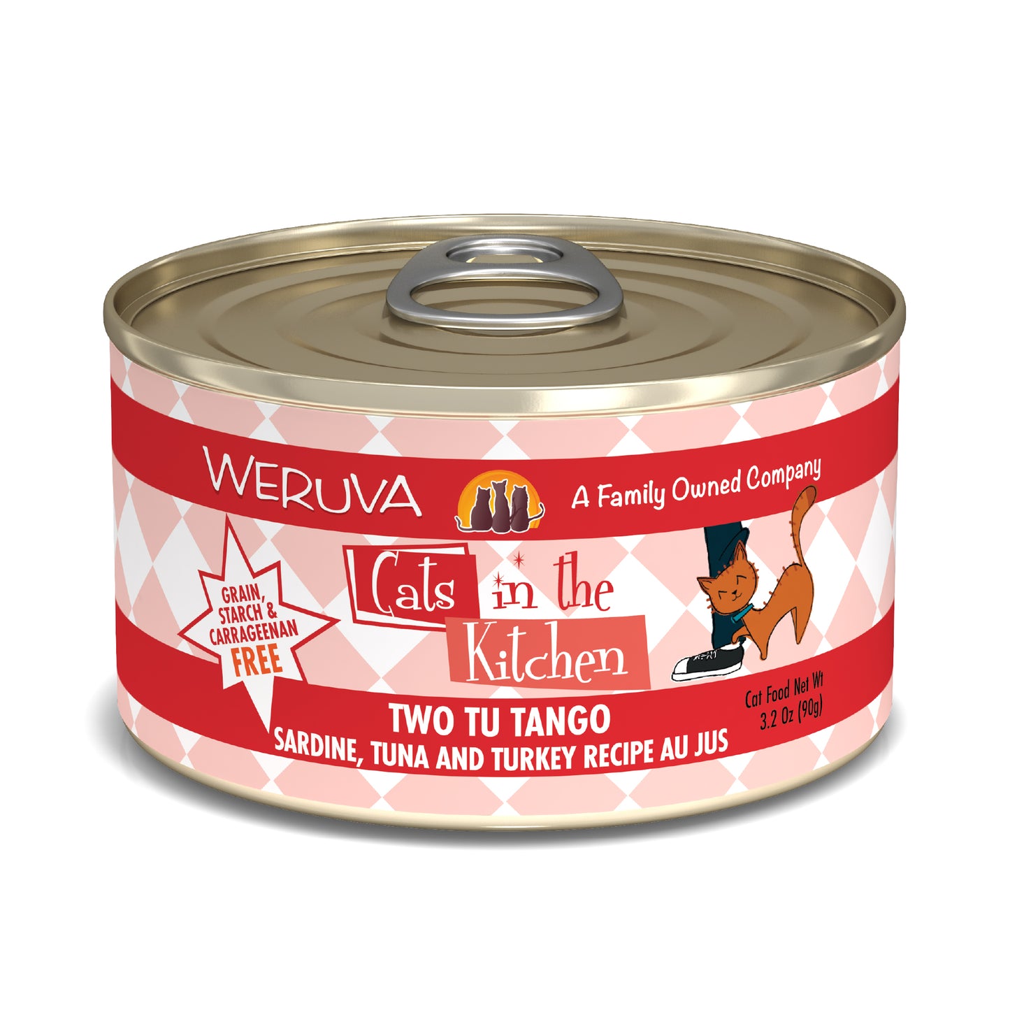 Weruva Cats in the Kitchen 3.2oz Canned Cat Food Two Tu Tango Sardine, Tuna & Turkey