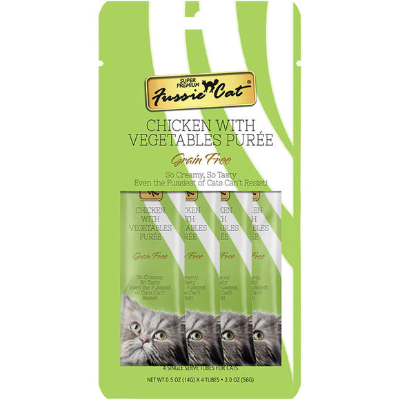 Fussie Cat Chicken with Vegetables Purée 14 Gram Sachets  Pack of Four  2 Ounces Total