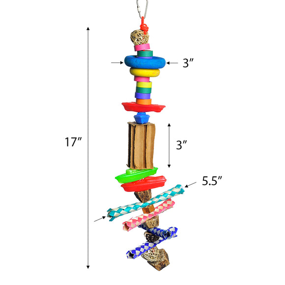 A&E Cage Co 18x6x6in Rainbow Boats Bird Toy