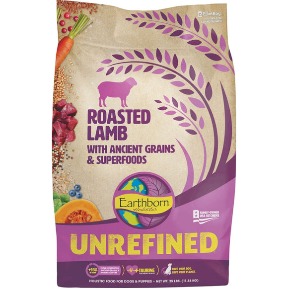 Earthborn Holistic Unrefined Lamb with Ancient Grains Dry Dog Food  25 lb