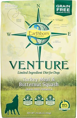 Earthborn Holistic Venture Grain-Free Limited Ingredients Turkey & Butternut Squash Dry Dog Food  25 lb