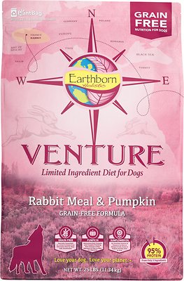 Earthborn Holistic Venture Grain-Free Limited Ingredients Rabbit & Pumpkin Dry Dog Food  25 lb