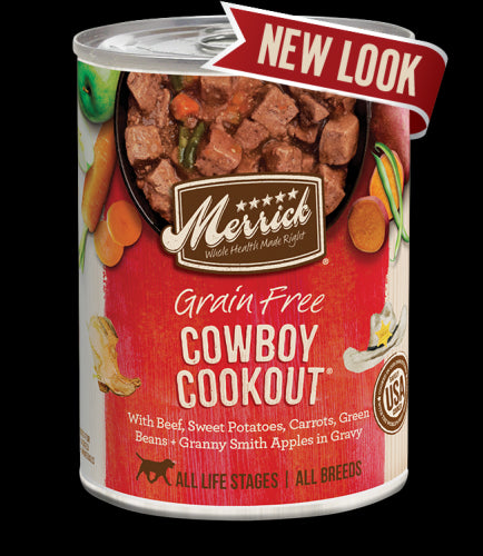 Merrick Cowboy Cookout Beef Sliced Dog Food Grain Free 12.7 oz.