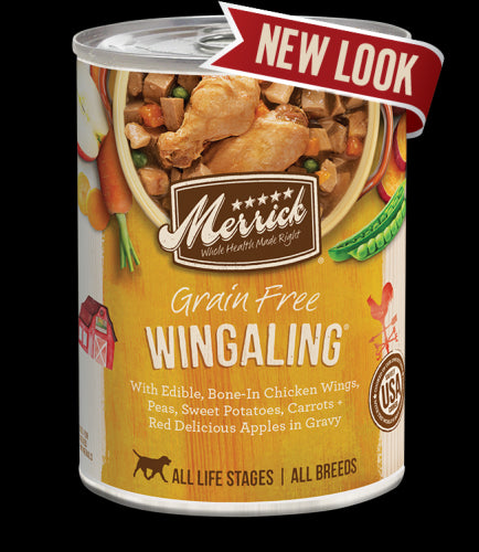 Merrick Wingaling Chicken Wing Sliced Dog Food Grain Free 12.7 oz. - Case Of: 12