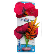 Blue Ribbon Pet Products Colorburst Florals Melon Leaf Silk Style Plant Red - Medium
