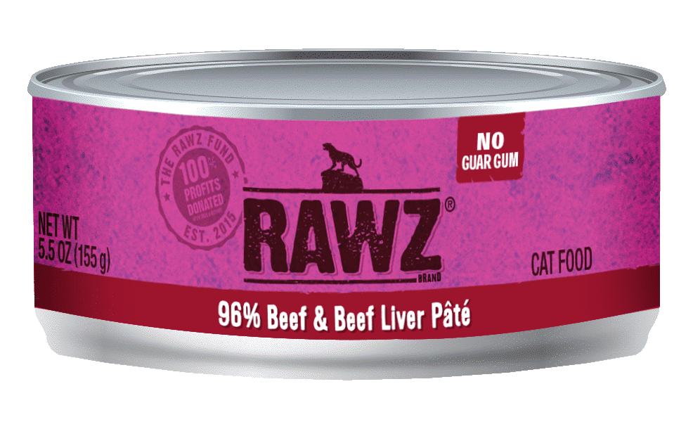 Raws Wet Cat Food 5.5oz Pate 96% Beef Liver