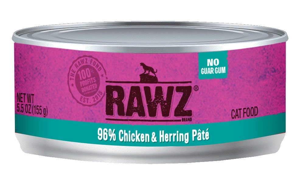 Raws Wet Cat Food 5.5oz Pate 96% Chicken Herring