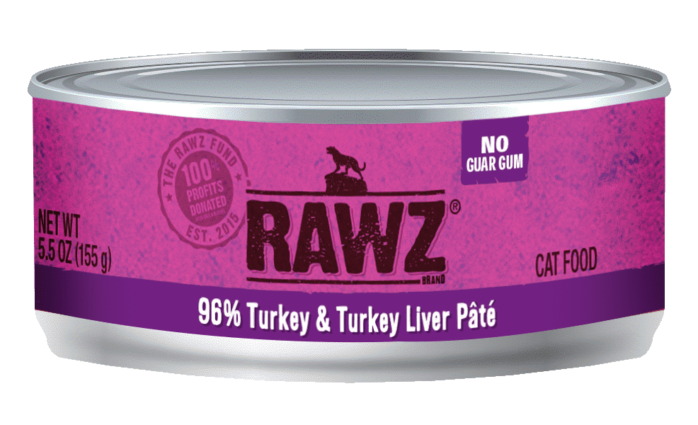Raws Wet Cat Food 5.5oz Pate 96% Turkey Liver