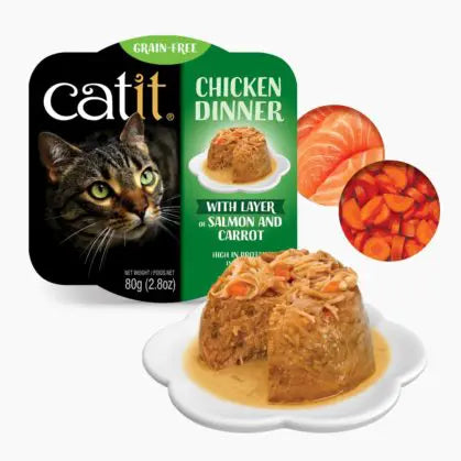 Catit Wet Cat food Chicken Dinner 2.8oz Salmon and Carrot