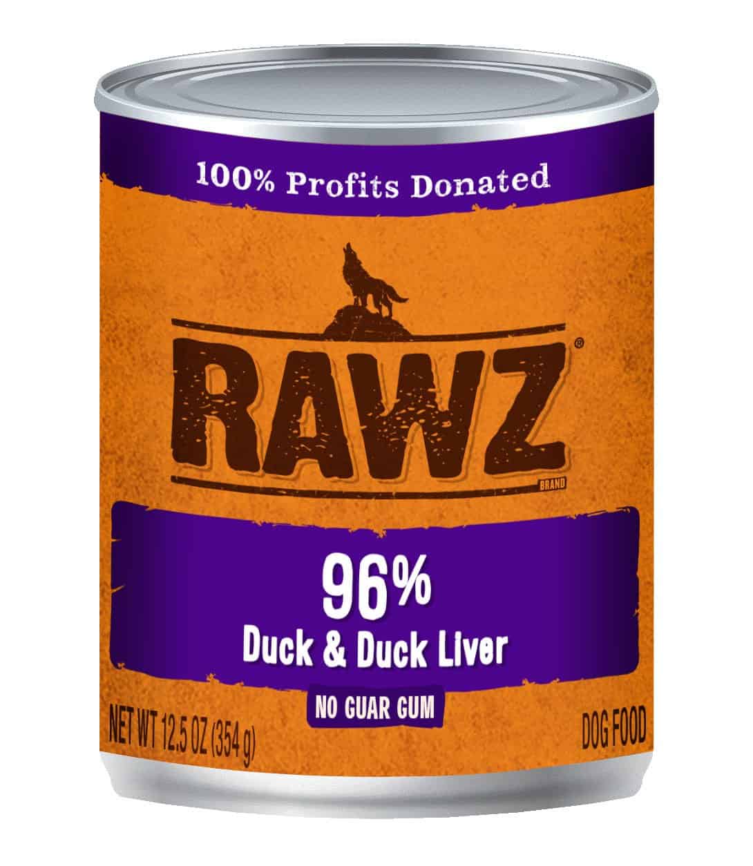 Rawz Canned Dog Food 12.5 oz Pate 96% Duck