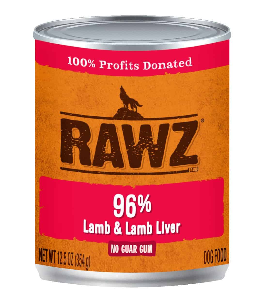 Rawz Canned Dog Food 12.5 oz Pate 96% Lamb