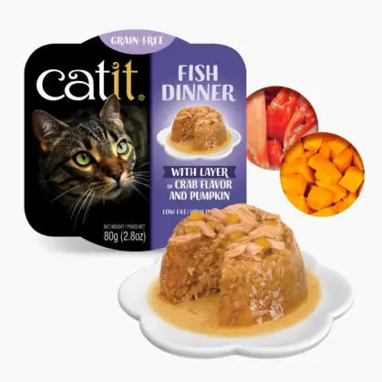 Catit Wet Cat food Tuna Dinner 2.8oz Crab Flavor and Pumpkin