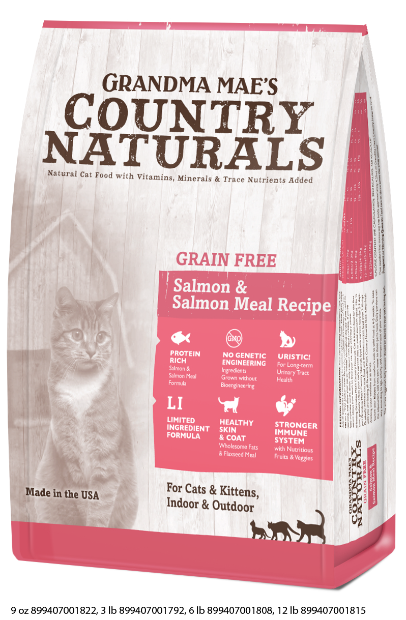 Grandma Mae's Country Naturals Grain-Free Salmon Meal Recipe Dry Cat Food, 12 Lb