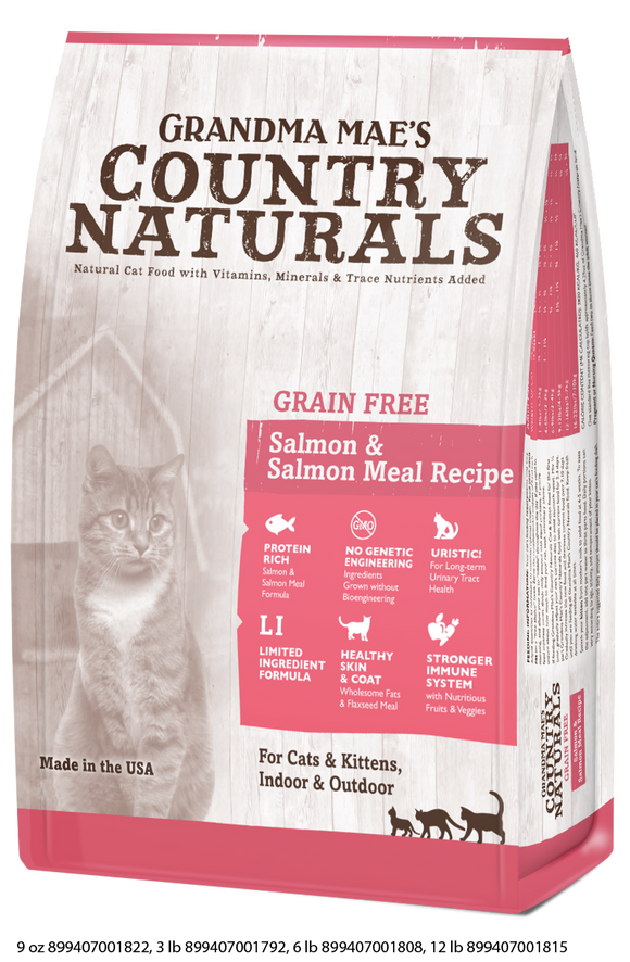Grandma Mae's Country Naturals Grain-Free Salmon Meal Recipe Dry Cat Food, 12 Lb