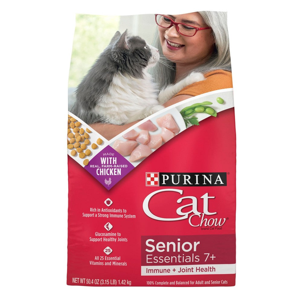 Purina Cat Chow Chicken Flavor Dry Cat Food for Senior Cats 3.15 lb Bag