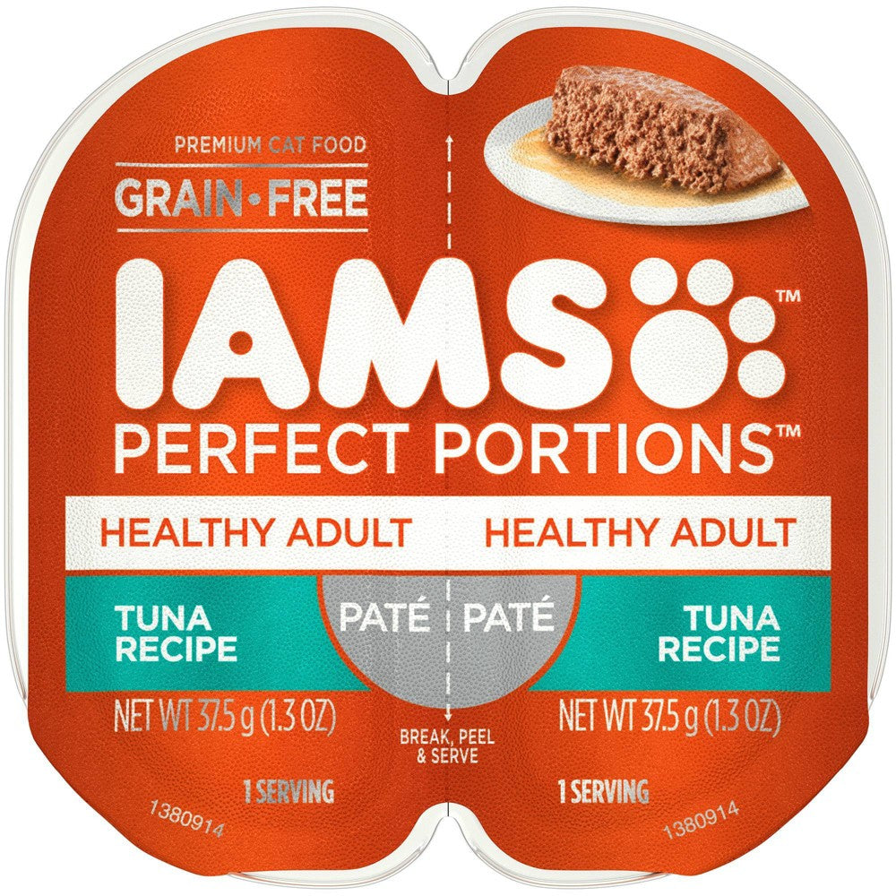 IAMS PERFECT PORTIONS Healthy Adult Grain Free Wet Cat Food Pat©, Tuna Recipe, 2.6 oz. Easy Peel Twin-Pack Tray