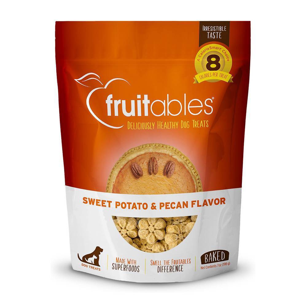 Fruitables Baked Dog Treats Pumpkin Treats for Dogs Healthy Low Calorie Treats Sweet Potato and Pecan 7 Ounces