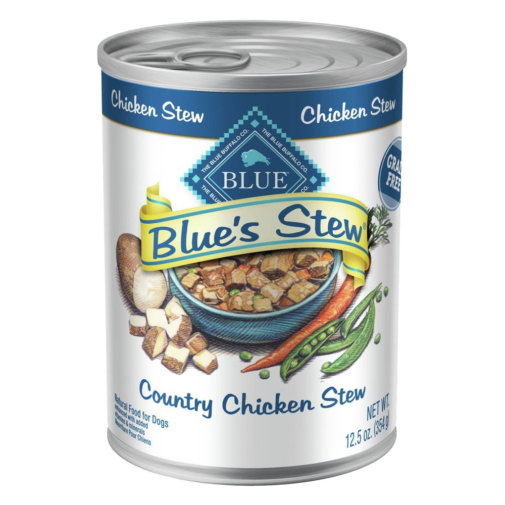 Blue Buffalo Blue s Stew Chicken In Gravy Wet Dog Food for Adult Dogs Grain-Free 12.5 oz. Can